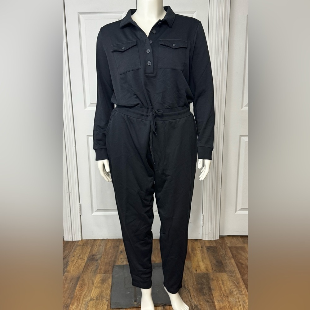 Anthropology 525 America Black Utility Jumpsuit Long Sleeve One Piece Size XL - Picture 3 of 6